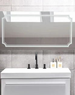 New Beliani Specchio da bagno con luce LED ARROMACHNES 120 cm 60 cm Argento