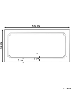 New Beliani Specchio da bagno con luce LED ARROMACHNES 120 cm 60 cm Argento