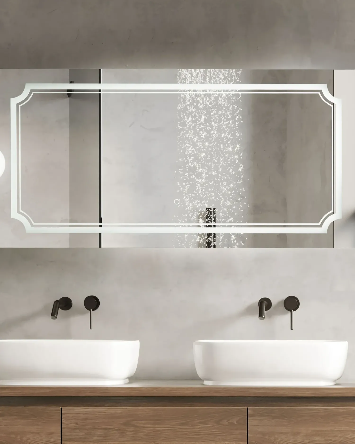 New Beliani Specchio da bagno con luce LED ARROMACHNES 120 cm 60 cm Argento