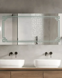 Online Beliani Specchio da bagno con luce LED AVRANCHES 120 cm 60 cm Argento