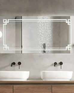 Online Beliani Specchio da bagno con luce LED AVRANCHES 120 cm 60 cm Argento