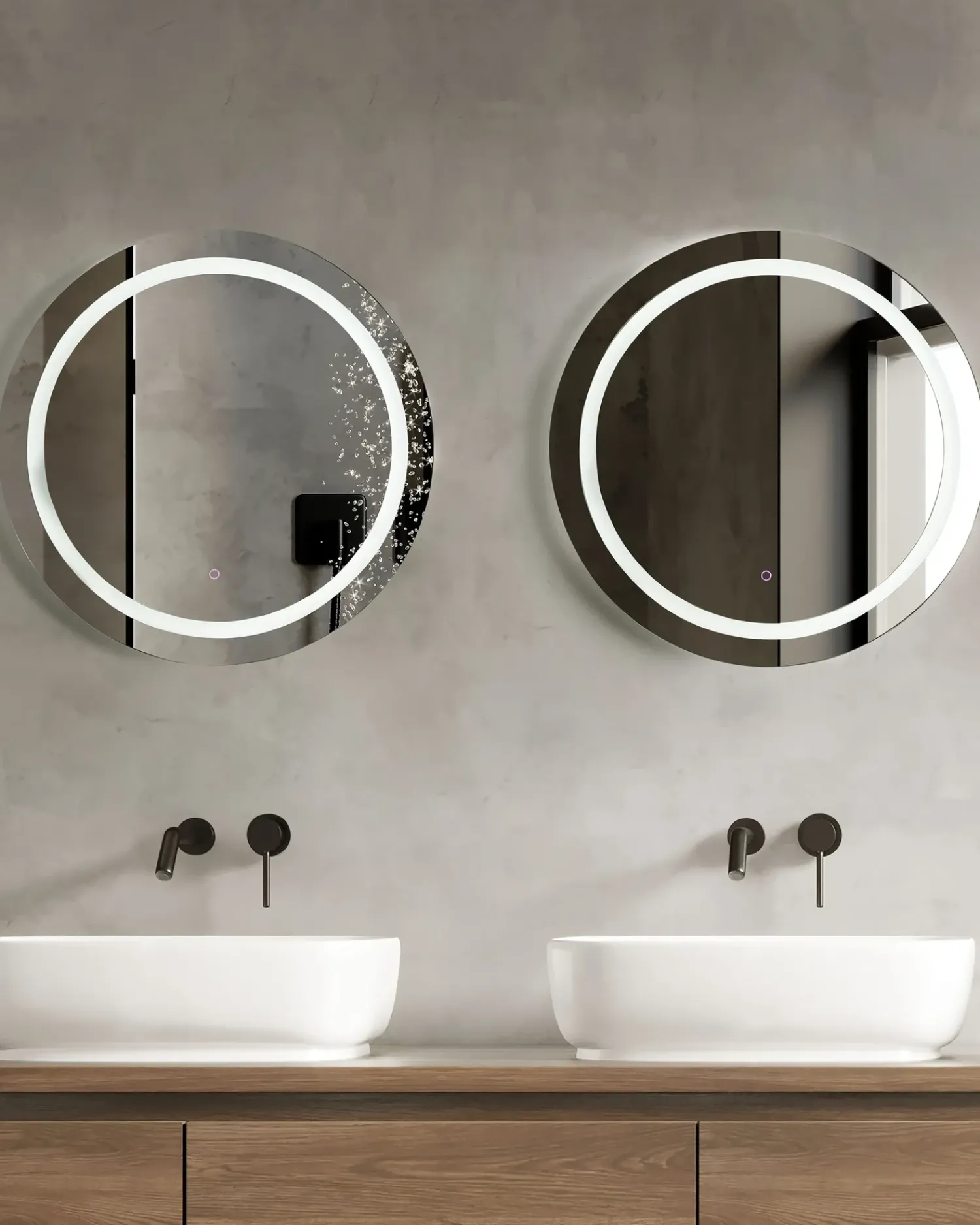 Online Beliani Specchio da bagno con luce LED COURSEULLES 79 cm 79 cm Argento