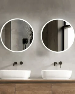 Beliani Specchio da bagno con luce LED DEAUVILLE 79 cm 79 cm Argento