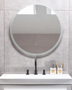 Beliani Specchio da bagno con luce LED DEAUVILLE 79 cm 79 cm Argento