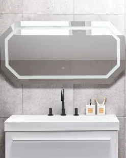 Online Beliani Specchio da bagno con luce LED LOCMARIAQUER 120 cm 60 cm Argento