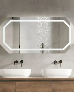 Online Beliani Specchio da bagno con luce LED LOCMARIAQUER 120 cm 60 cm Argento