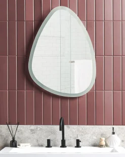 Hot Beliani Specchio da bagno con luce LED BETHUNE 58 cm 78 cm Argento