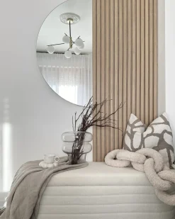 Online Beliani Specchio da bagno con luce LED LOUE 50 cm Argento