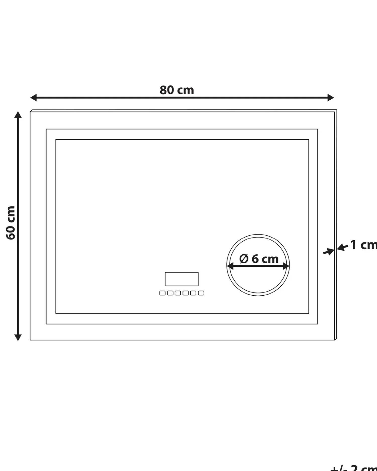 Beliani Specchio da bagno con luce LED THAIX 80 cm 60 cm Argento