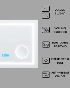 Beliani Specchio da bagno con luce LED THAIX 80 cm 60 cm Argento