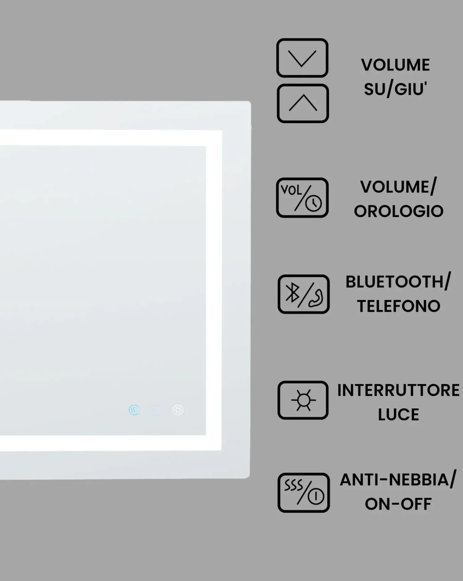 Beliani Specchio da bagno con luce LED PRENOIS 80 cm 60 cm Argento