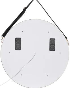 Outlet Beliani Specchio da bagno con luce LED DAROIS 60 cm 60 cm con altoparlante Bluetooth integrato Oro Oro Nero