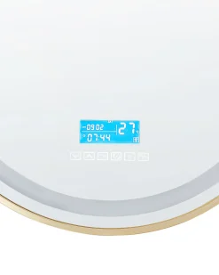 Outlet Beliani Specchio da bagno con luce LED DAROIS 60 cm 60 cm con altoparlante Bluetooth integrato Oro Oro Nero