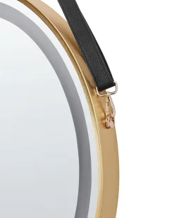 Outlet Beliani Specchio da bagno con luce LED DAROIS 60 cm 60 cm con altoparlante Bluetooth integrato Oro Oro Nero