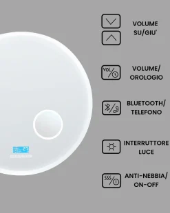 Hot Beliani Specchio da bagno con luce LED FIXIN 80 cm 80 cm con altoparlante Bluetooth integrato Argento