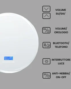 Best Beliani Specchio da bagno con luce LED TANAY 60 cm 60 cm con altoparlante Bluetooth integrato Argento