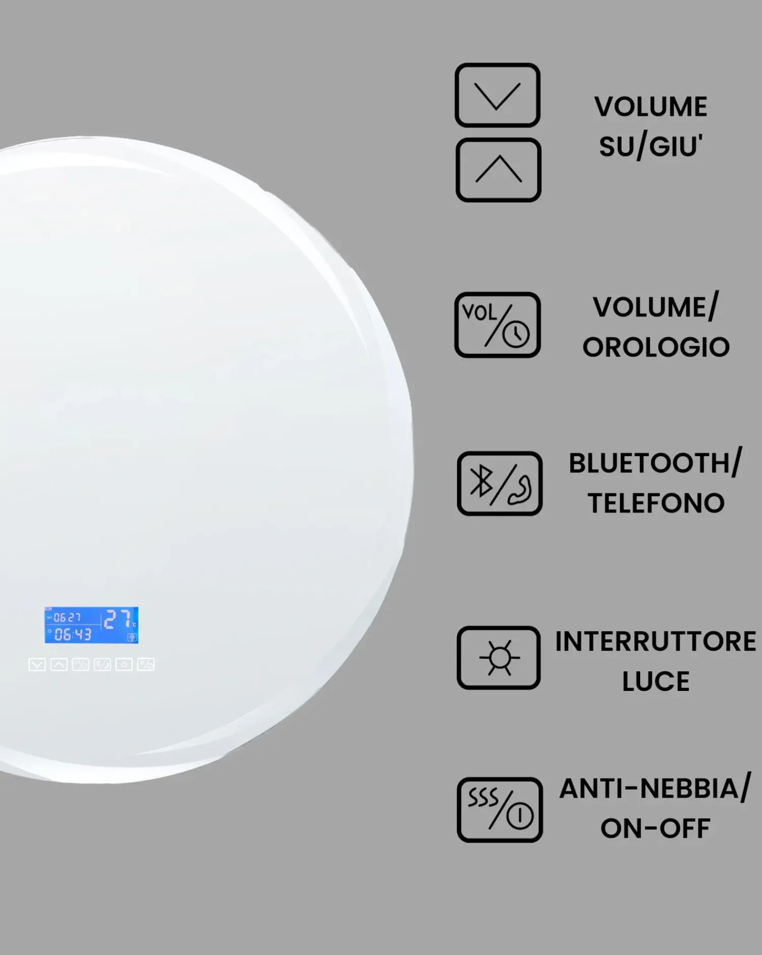 Best Beliani Specchio da bagno con luce LED TANAY 60 cm 60 cm con altoparlante Bluetooth integrato Argento