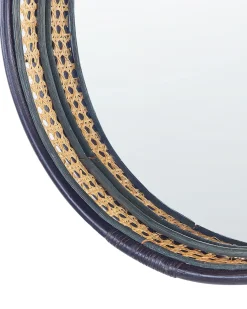 Sale Beliani Specchio DAKSA 60 cm 60 cm Rattan Nero Beige Naturale Nero