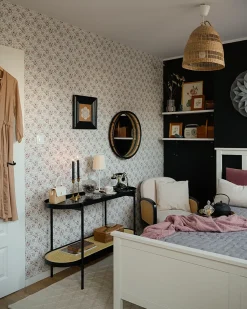 Sale Beliani Specchio DAKSA 60 cm 60 cm Rattan Nero Beige Naturale Nero