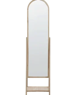 Discount Beliani Specchio da parete con ripiano CHAMBERY 170 cm Legno di Paulownia chiaro Marrone