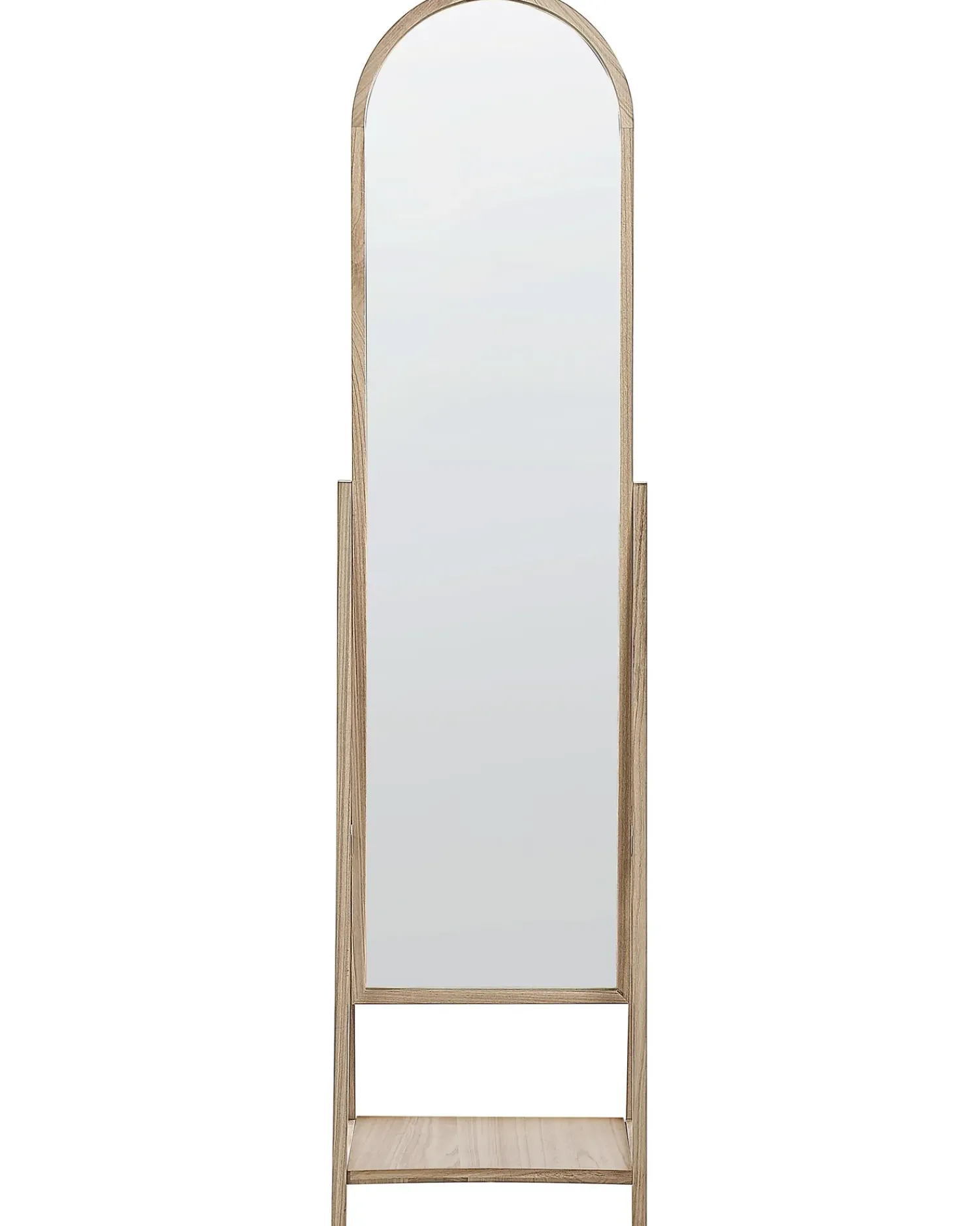 Discount Beliani Specchio da parete con ripiano CHAMBERY 170 cm Legno di Paulownia chiaro Marrone