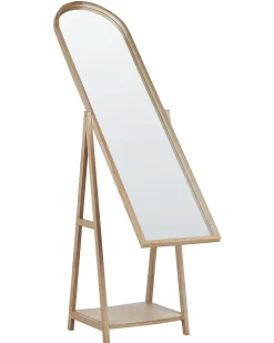 Discount Beliani Specchio da parete con ripiano CHAMBERY 170 cm Legno di Paulownia chiaro Marrone