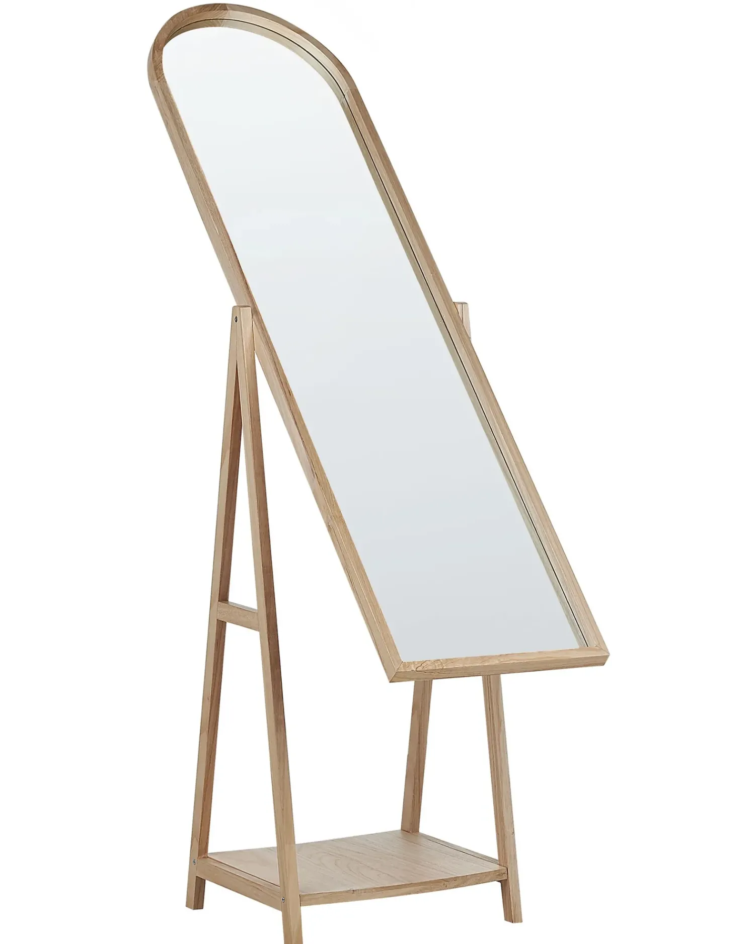 Discount Beliani Specchio da parete con ripiano CHAMBERY 170 cm Legno di Paulownia chiaro Marrone
