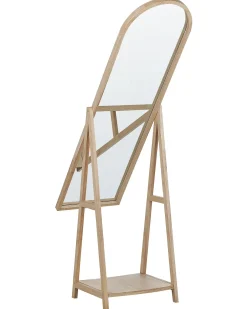 Discount Beliani Specchio da parete con ripiano CHAMBERY 170 cm Legno di Paulownia chiaro Marrone