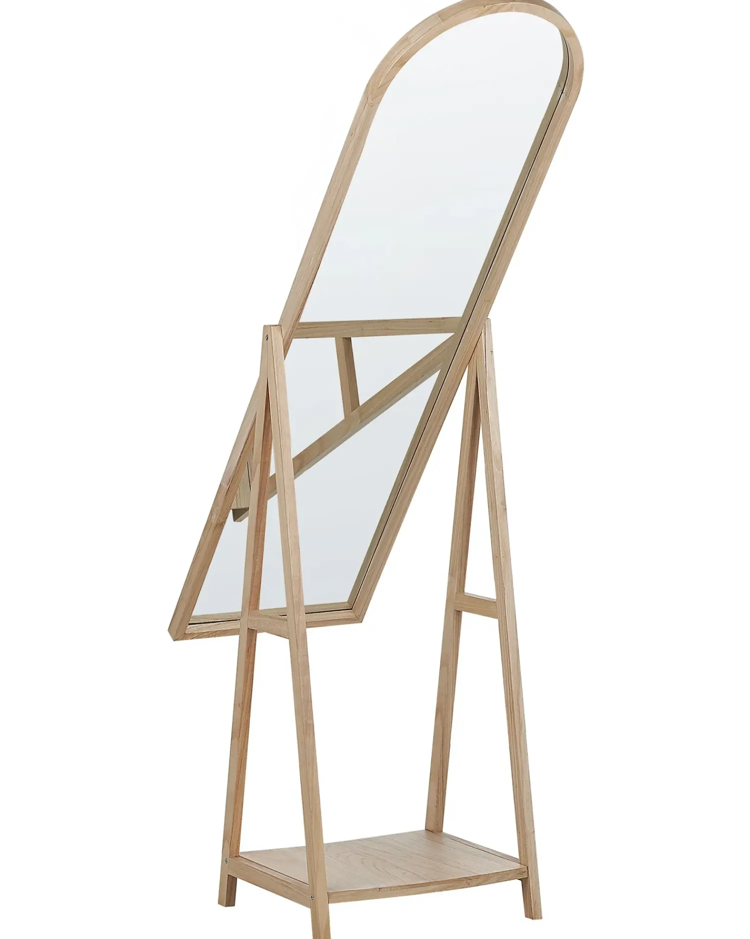 Discount Beliani Specchio da parete con ripiano CHAMBERY 170 cm Legno di Paulownia chiaro Marrone