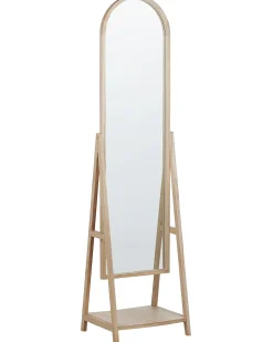 Discount Beliani Specchio da parete con ripiano CHAMBERY 170 cm Legno di Paulownia chiaro Marrone