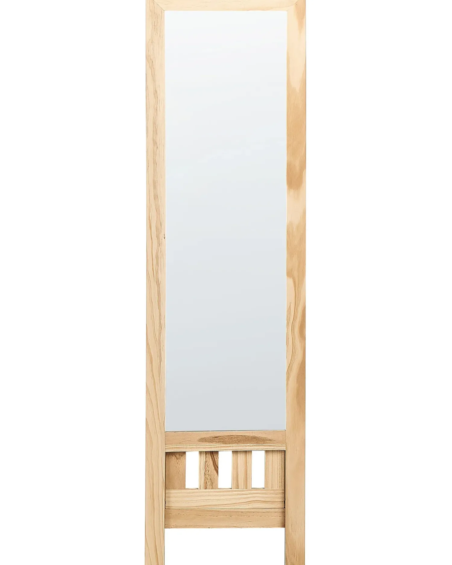 Clearance Beliani Specchio da parete con ripiano LUISANT 145 cm Legno di pino chiaro Marrone