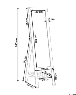 Clearance Beliani Specchio da parete con ripiano LUISANT 145 cm Legno di pino chiaro Marrone