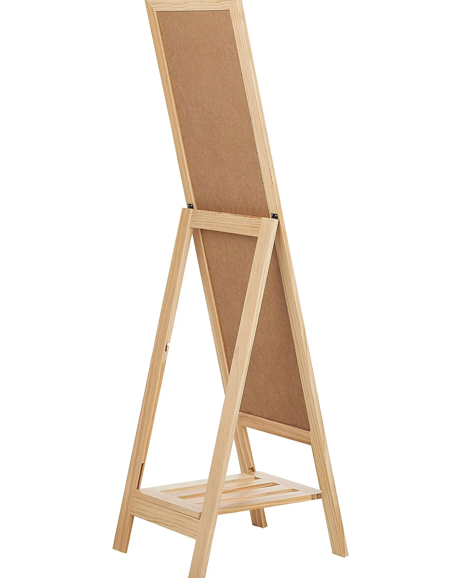 Clearance Beliani Specchio da parete con ripiano LUISANT 145 cm Legno di pino chiaro Marrone