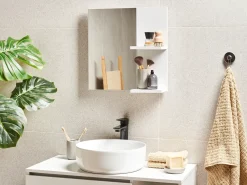 Outlet Beliani Specchio da parete con ripiano PELOTAS 45 cm 45 cm Bianco