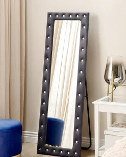 Best Beliani Specchio da terra ANSOUIS 150 cm Velluto scuro Grigio