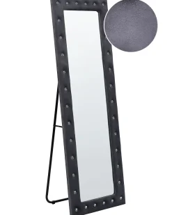 Best Beliani Specchio da terra ANSOUIS 150 cm Velluto scuro Grigio
