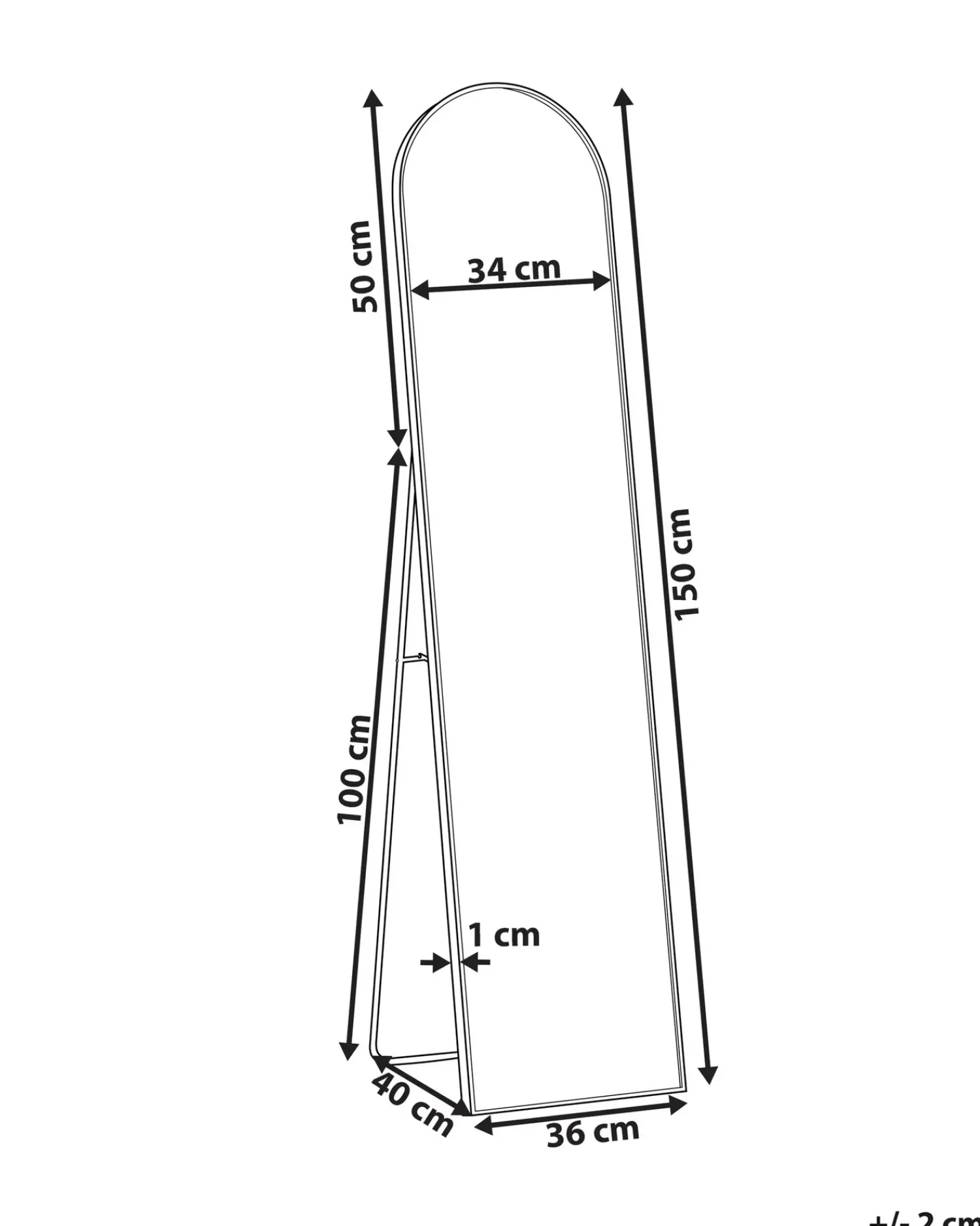 Beliani Specchio da terra BAGNOLET 150 cm Metallo Nero
