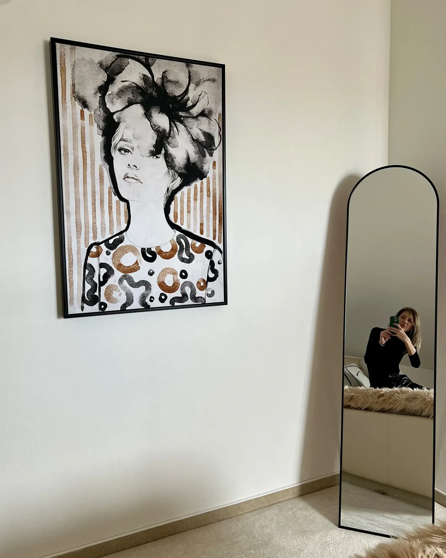 Beliani Specchio da terra BAGNOLET 150 cm Metallo Nero