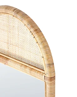 Beliani Specchio da terra BARGES 150 cm Rattan Naturale Naturale Nero
