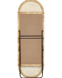 Beliani Specchio da terra BARGES 150 cm Rattan Naturale Naturale Nero