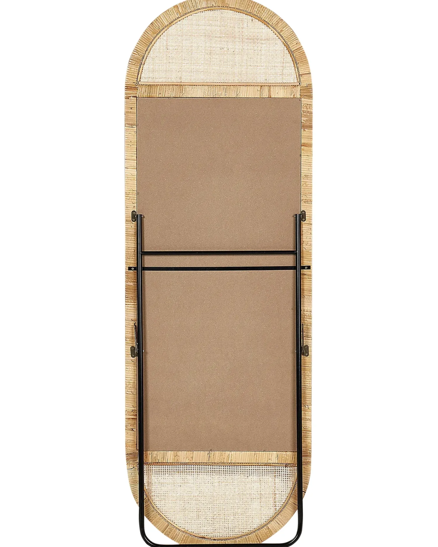 Beliani Specchio da terra BARGES 150 cm Rattan Naturale Naturale Nero