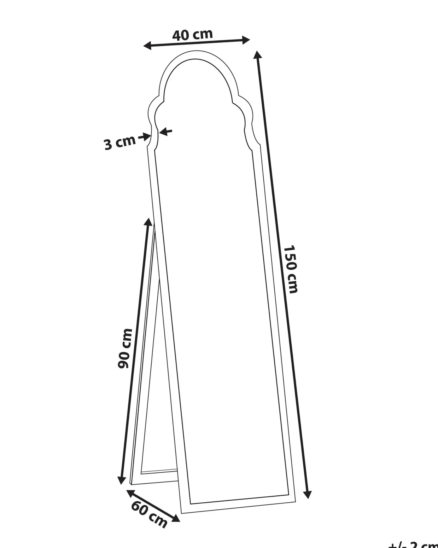 New Beliani Specchio da terra CHATILLON 150 cm Nero