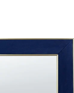 Best Beliani Specchio da terra LAUTREC 150 cm Velluto Blu marino Blu Oro
