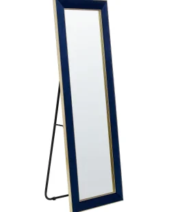 Best Beliani Specchio da terra LAUTREC 150 cm Velluto Blu marino Blu Oro