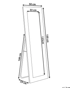 Best Beliani Specchio da terra LAUTREC 150 cm Velluto Blu marino Blu Oro