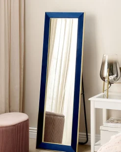 Best Beliani Specchio da terra LAUTREC 150 cm Velluto Blu marino Blu Oro