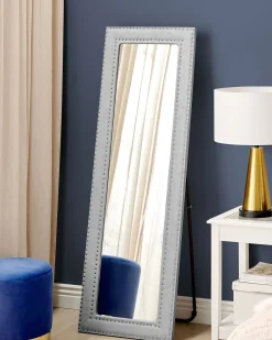 Best Beliani Specchio da terra LOCRONAN 150 cm Pelle sintetica chiaro Grigio