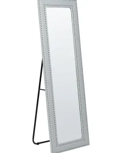 Best Beliani Specchio da terra LOCRONAN 150 cm Pelle sintetica chiaro Grigio