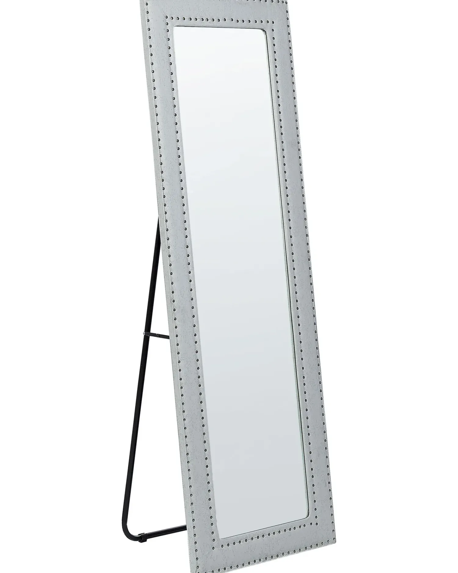 Best Beliani Specchio da terra LOCRONAN 150 cm Pelle sintetica chiaro Grigio
