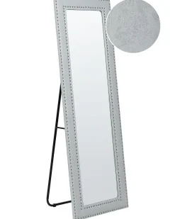 Best Beliani Specchio da terra LOCRONAN 150 cm Pelle sintetica chiaro Grigio